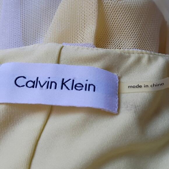 Calvin Klein Yellow Mesh Bow Back Dress XS S Coquette Soft Girl Chiffon Romantic - Picture 6 of 13